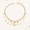 Rhinestone Middle Eastern Women's Vintage Necklace Star and Moon Short Tassel Collarbone Chain, 1pc of New Versatile