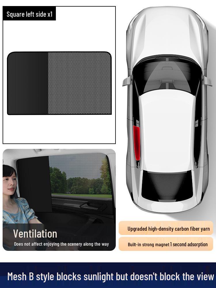 Magnetic Mesh Car Sun Shade - Summer Heat Protection, UV Shield, Clear View.