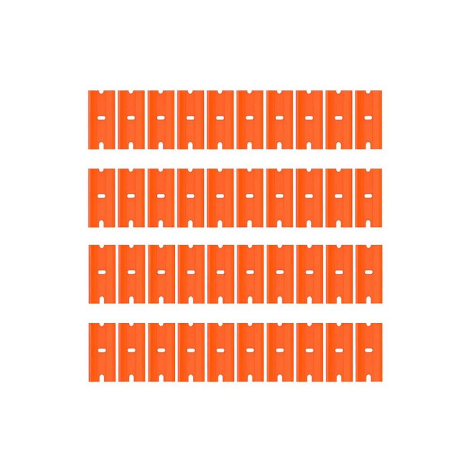 100 Pieces Two Cutting Plastic Razor Blade Label Clean Razor Glue Remover Window Glass Clean Scraper Car Wrap Sticker Squeegee