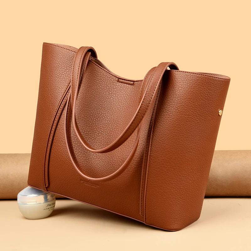 Women's High-Quality Leather Shoulder Bag  Crossbody  Messenger Tote Bag  Branded Large Bag