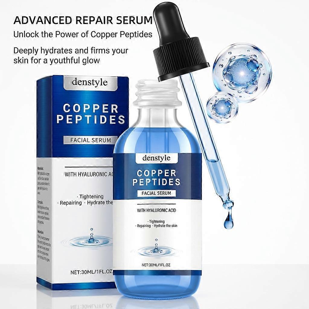Copper Peptide Facial Serum with Hyaluronic Acid, Lightweight Deep Hydration Serum, Smooth & Plumping, Copper Peptides Serum for Face, Tightening, Rep