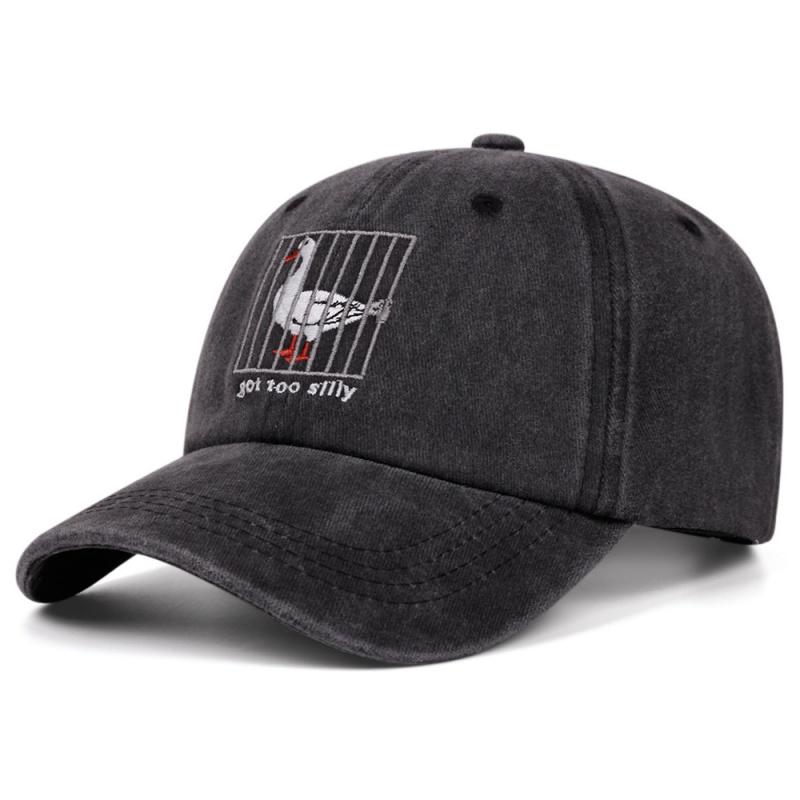 High Quality Go to Silly Water-washed Denim Embroidered Baseball Cap Silly Goose Retro Visor Cap Casual Soft-top Hat Unisex Gift
