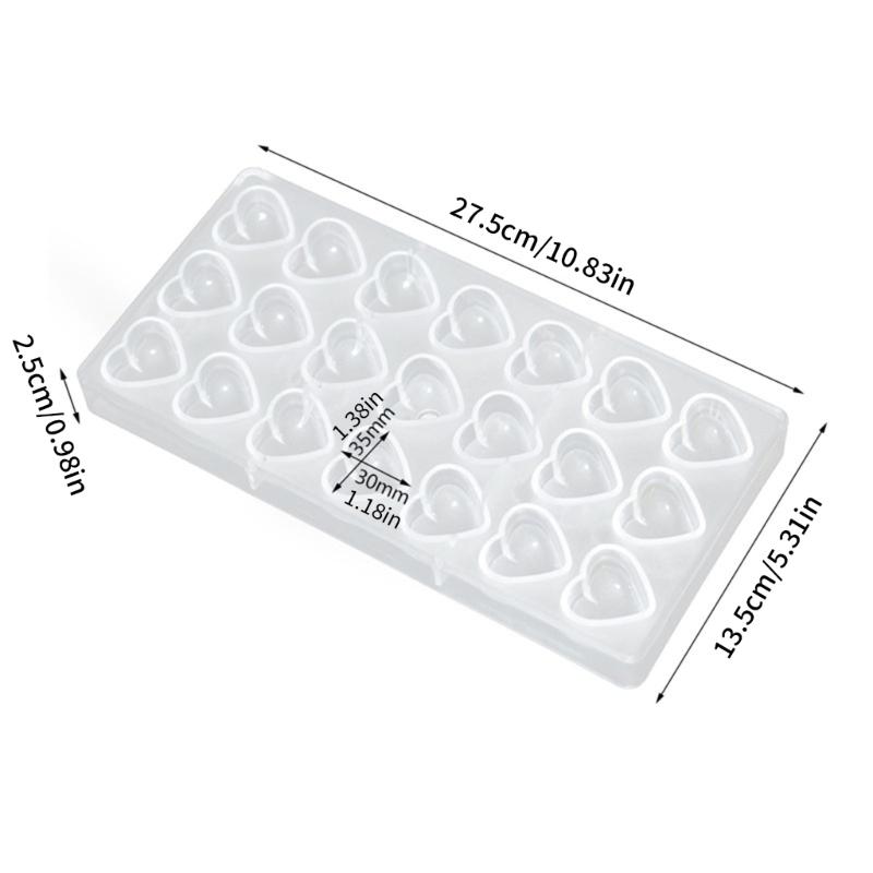 21 Grids Mini Heart Shape DIY Chocolate Molds Plastic Nonstick Candy Making Molds Dessert Baking Pan for Easy Release