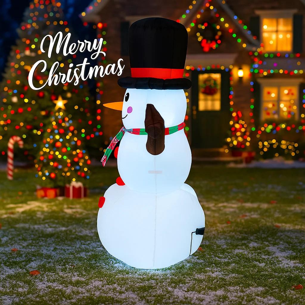 5.25FT Inflatable Toy Hat Snowman Xmas Decorations for Yard with LED Lights Christmas Supplie Home Ornament Festive Holiday Gift