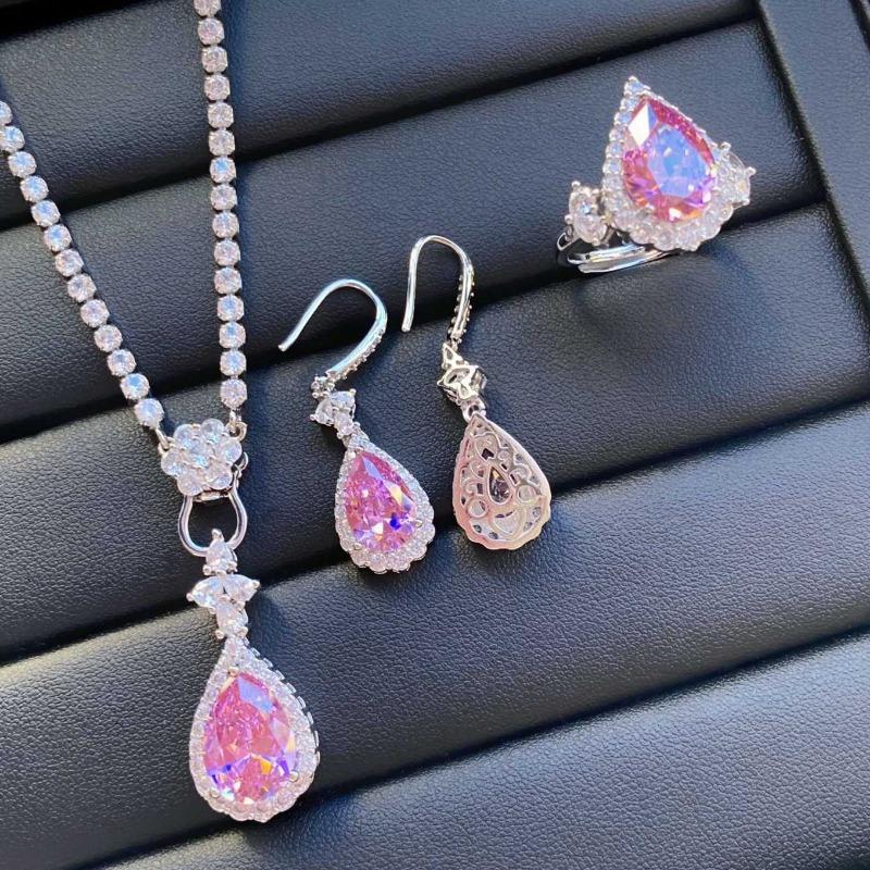 

SACE GEMS классический медный сплав циркон кольцо серьги кулон ожерелье ювелирные наборы подарки для свадебной вечеринки Open розовый