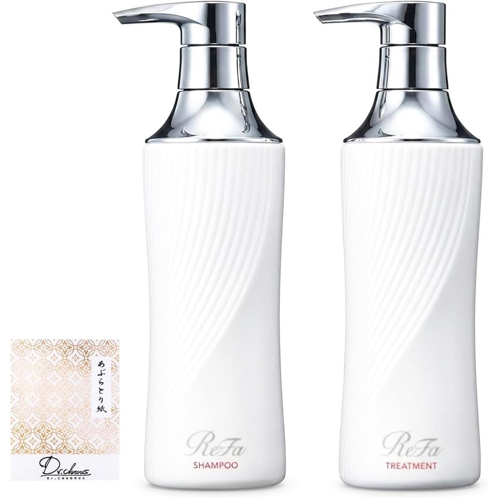 ReFa BEAUTECH Shampoo Treatment Set with Original & (500g Each) Oil-blotting Paper. (Dr.chronus)