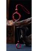 Cinnabar Phone Chain Lanyard with Purple Gold Sand USB Pendant & Anti-Lost Ring for Couples