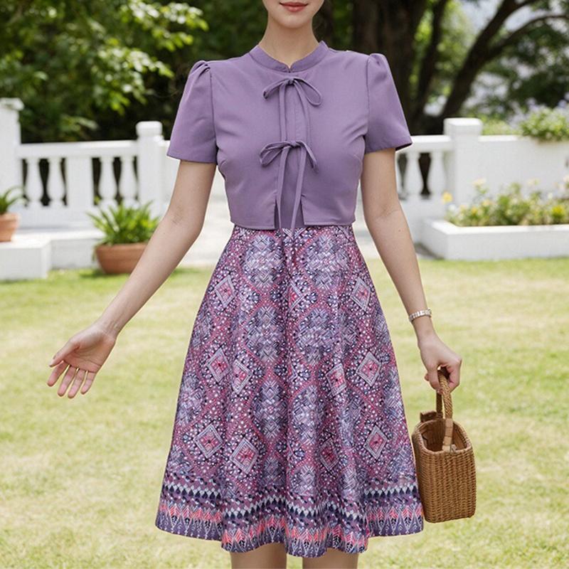 ZANZEA Women Casual Round Neck Short Sleeve Summer Print Dress