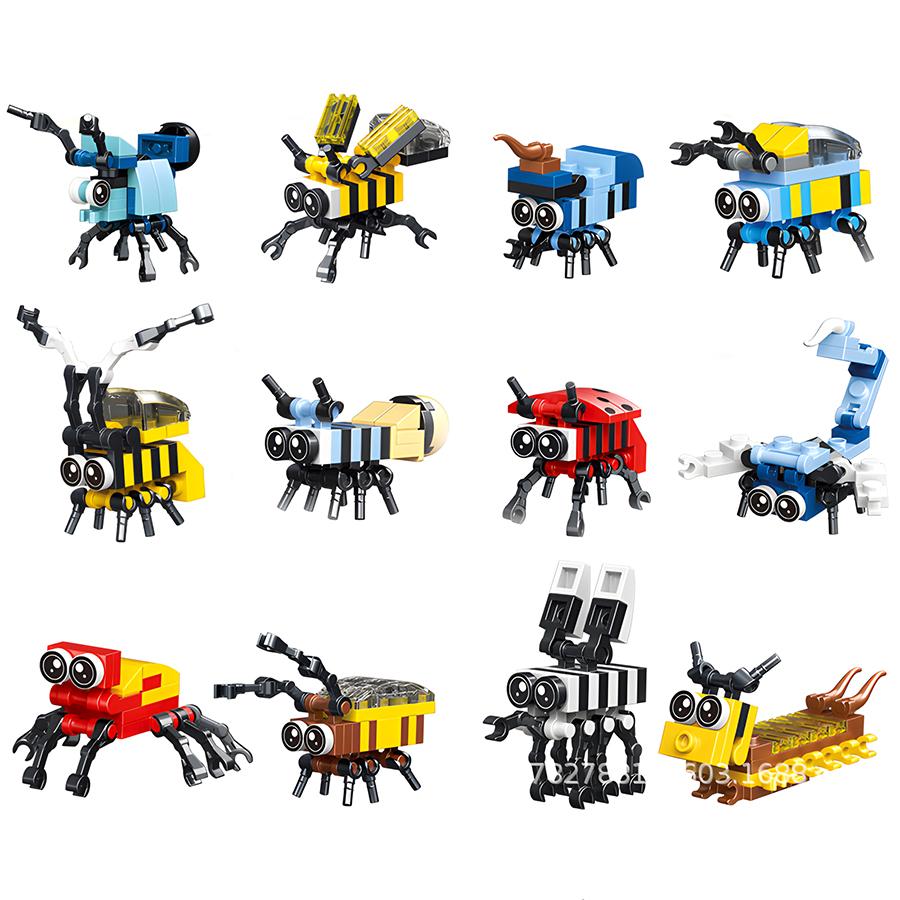MOC Marine Insect Bird Building Block Set Animal Model Small Particle Puzzle Bricks for Kids