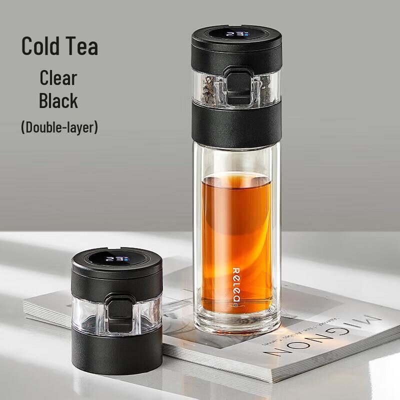 Smart Temperature Display Double-Wall Glass Tea Mug