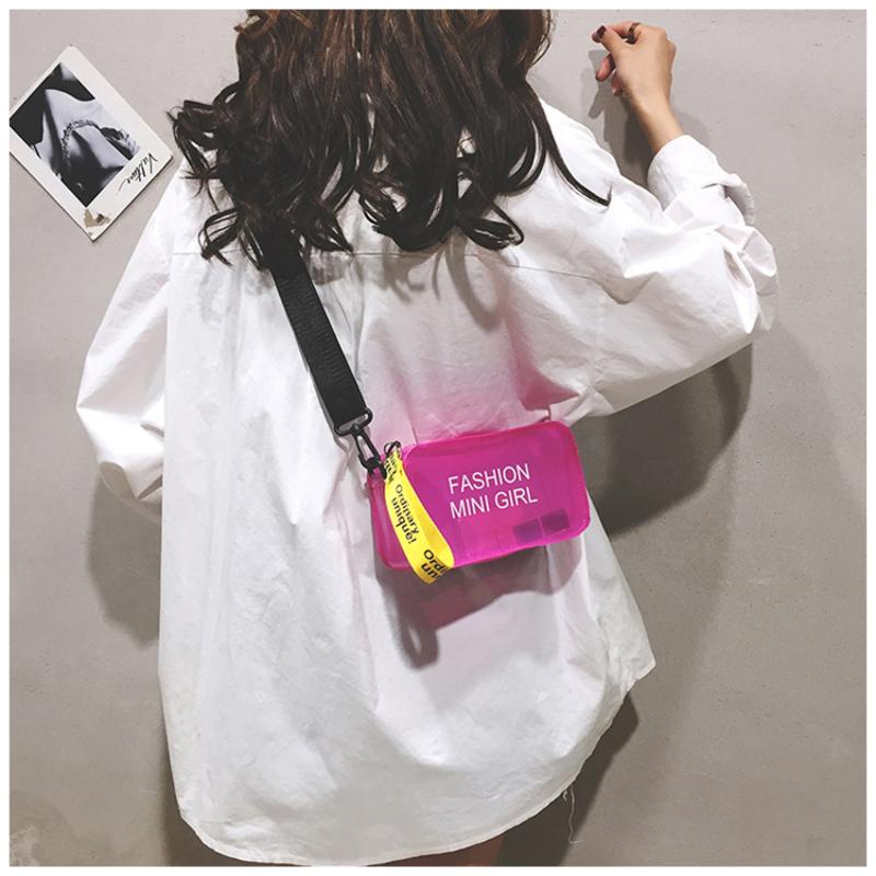 Women Fashion Clear Sweet Purses Candy Color Messenger Bag Crossbody Bags Shoulder Bag Transparent Jelly Bag