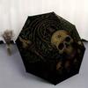 Skull and Laurel Wreath Circular Wall Art Umbrella, Portable 3-Fold Compact Umbrella for Men & Women R119