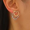 1 Pair Women Earrings Double-Layer Design Heart Irregular Shape Stud Earrings Scratch-Resistant Two-tone Earrings Jewelry Gift