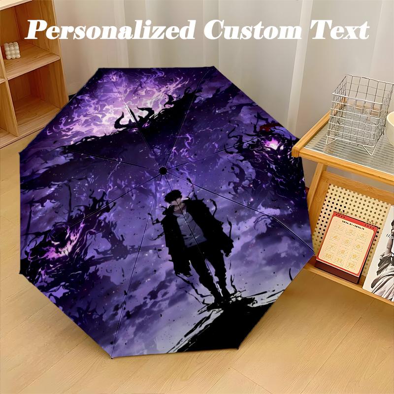 Portable Auto Folding Umbrella,Solo Leveling 8 Rib Waterproof Umbrella For Camping Commute