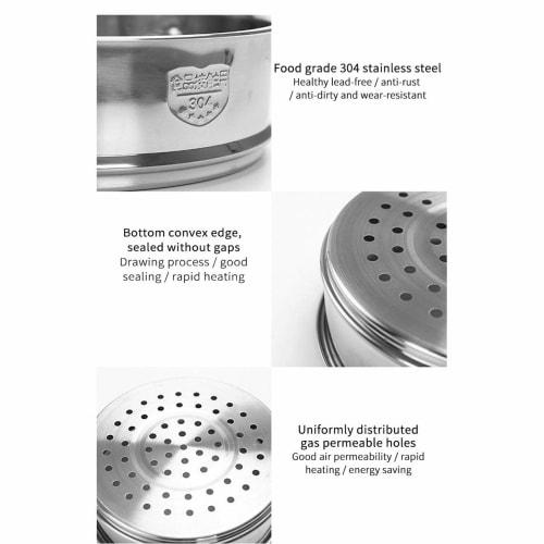 Bunggou 18cm Thick Stainless Steel Food Steamer with Double Ears for Soup Pot and Milk Pot, Kitchen Tool