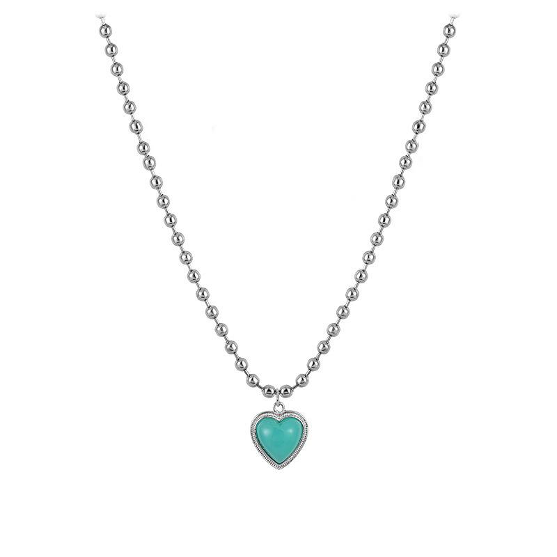 

Sweet and cool girl lake green love necklace women s summer light luxury niche ins hip hop collarbone chain accessories women s jewelry tide