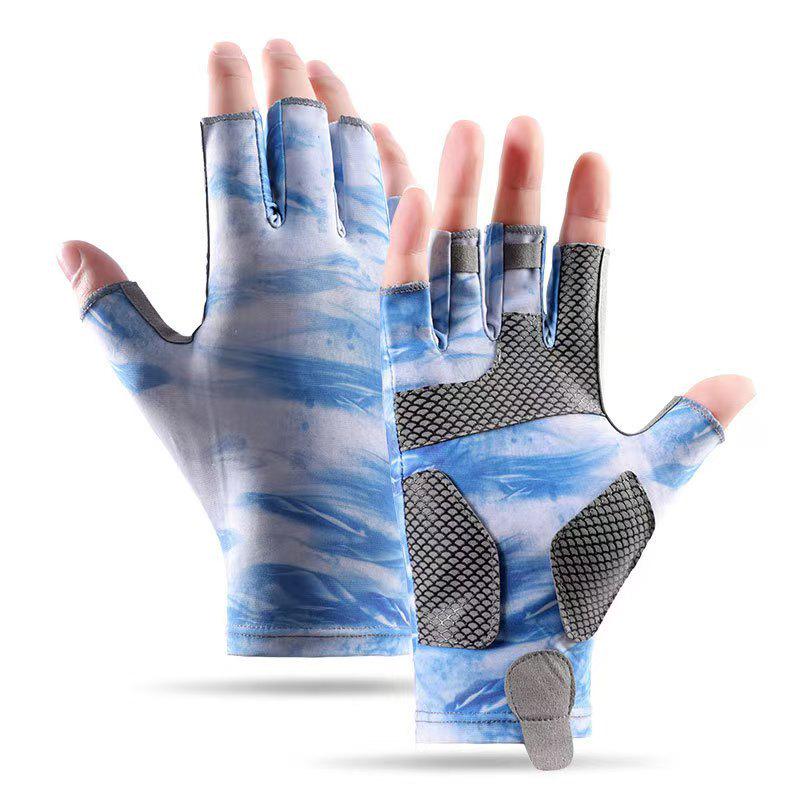Spring & Summer Breathable Sun Protection Fishing Gloves - Anti-slip, Three-Fingerless, Thin Ice Silk, Wear-resistant Outdoor Angling Gloves