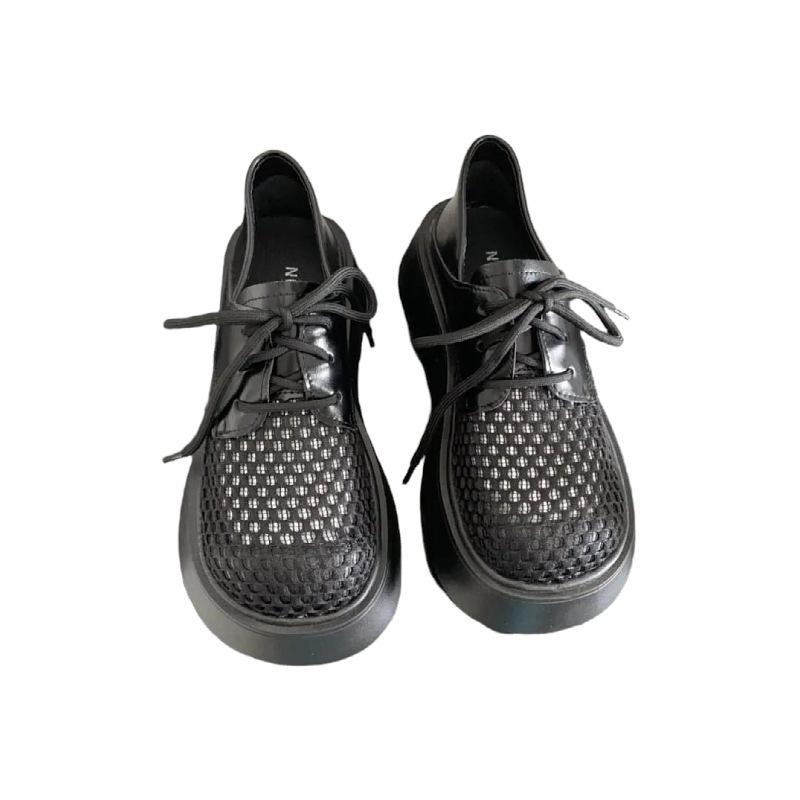 British style platform loafers women's 2025 spring and autumn new mesh breathable small leather shoes, two single shoes on one foot