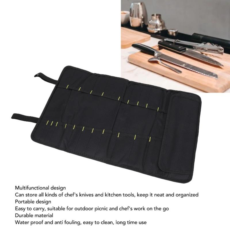 20 Slots Chef Knife Bag Multifunctional Portable Cutlery Knives Holders Protectors Roll Storage Bag For Home Kitchen Travel