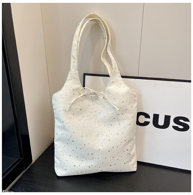 Korean-Style Starry Tote: 2026 Women's Single Shoulder, Large-Capacity Casual Handbag