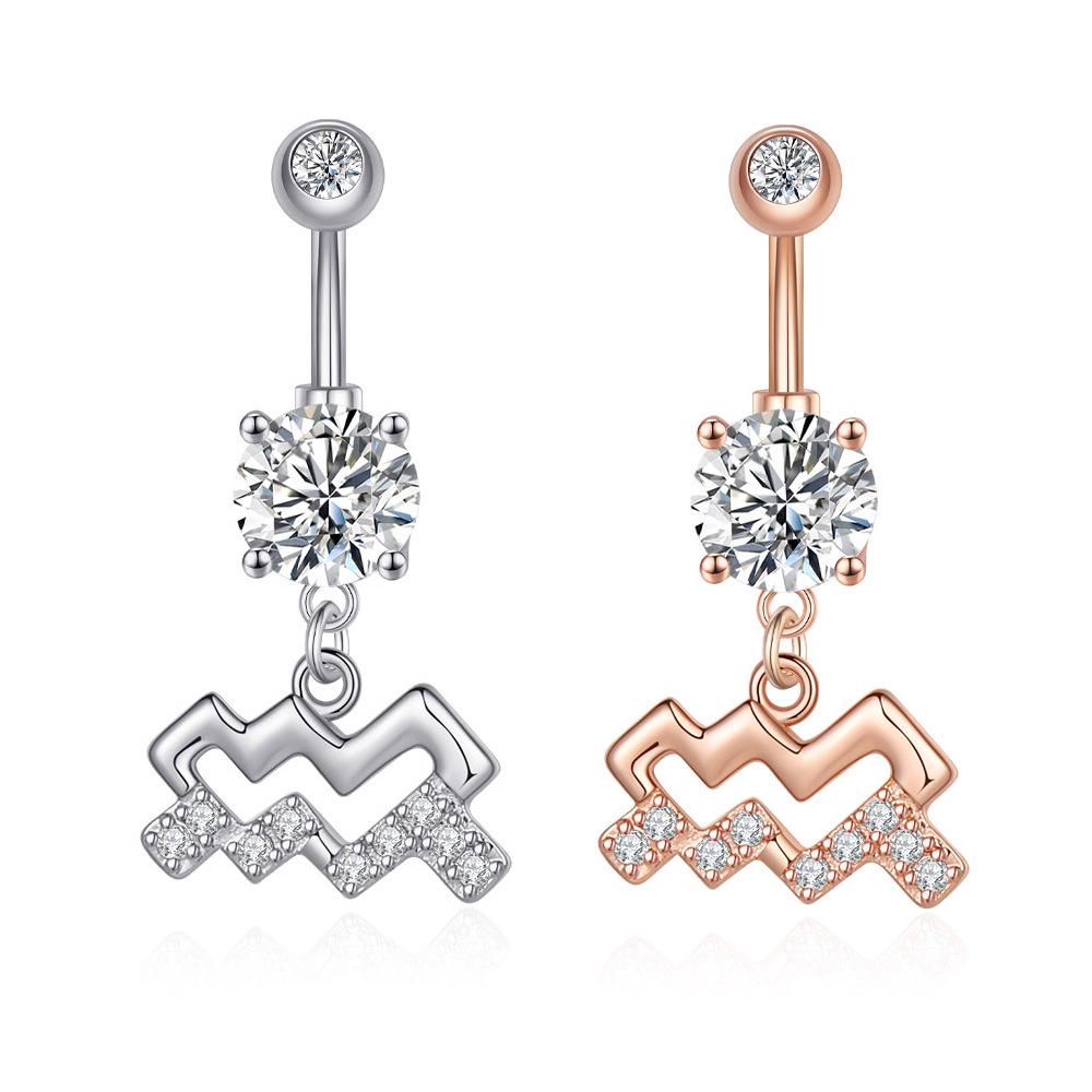 Zircon Belly Button Ring - Twelve Constellations Design