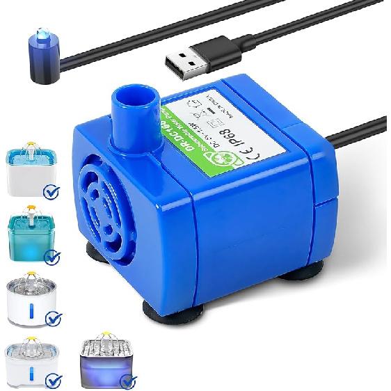 IP68 DR-DC160 submersible water pump Cat Water Fountain Pump for Tritone Ceramic, Stainless Steel, Round Flower Cap Cat Fountains, Automatic Pet