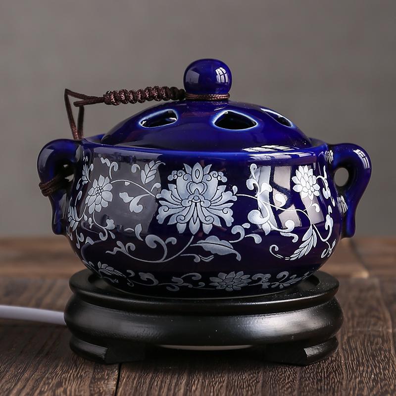 

Black Base Double Ear Cloisonne Ceramic Incense Burner/Thermoregulation TimingEssential Oil Incense Powder Indoor Incense Burner