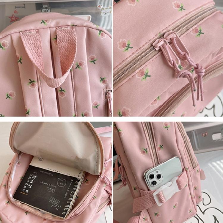 Students School Backpack Flower Print Backpack Travel Rucksack Korean Styles Daypacks Girls Travel Backpack