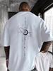 Dual Front Back Lunar Planet Print T Shirt Mystic Astrology Streetwear Casual Short Sleeve Top