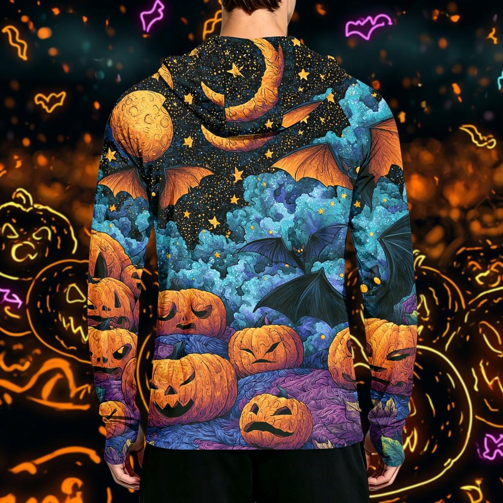 Men's Long Sleeve Hoodie with Sun Halloween Print Pullover