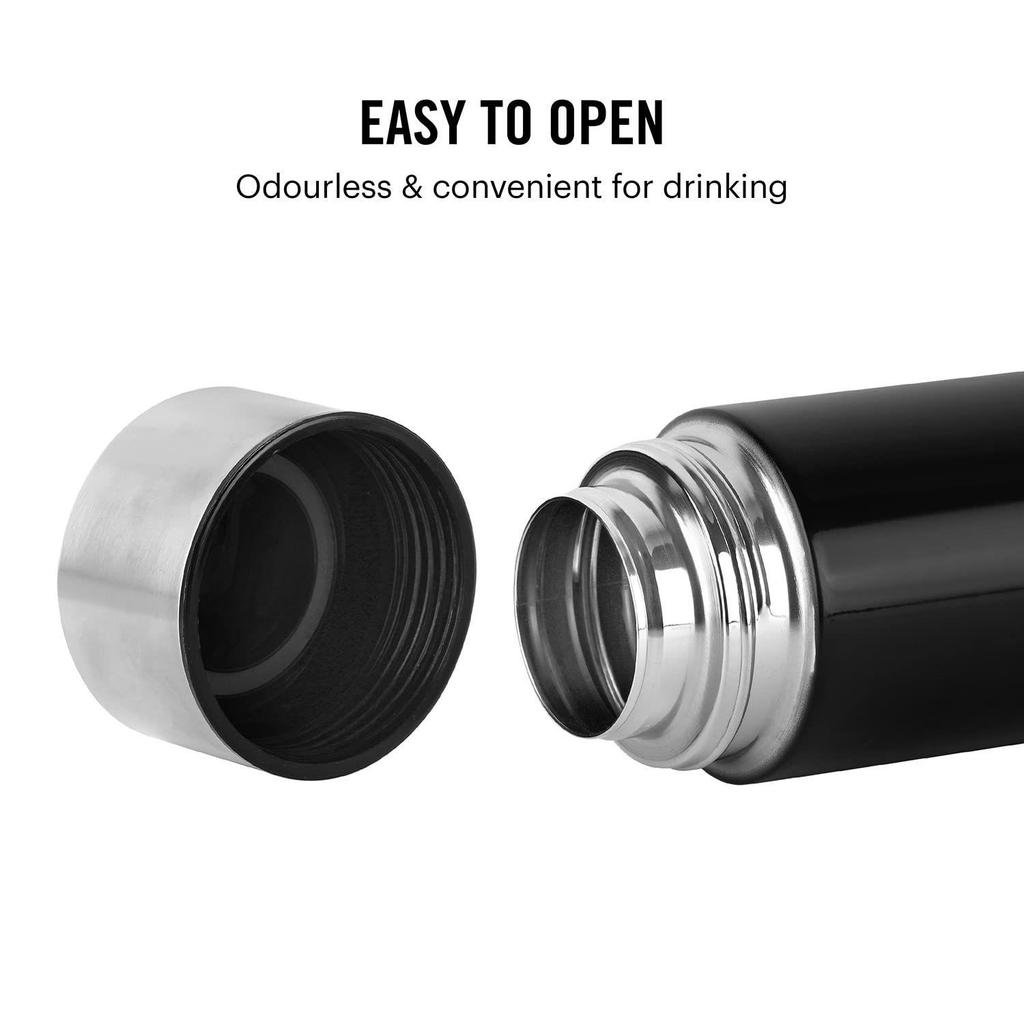 Sticlă de Apă din Oțel Inoxidabil 1000ml, Negru | Certificat ISI | Perete Simplu | Etanșă, Rezistentă la Rugină | Calitate Alimentară, Ușor de Transportat | Ideală pentru Frigider