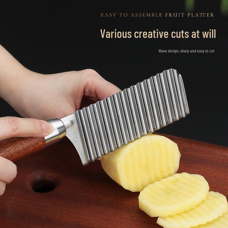 Stainless Steel Wavy Potato Knife - Multi-functional Thickened French Fry Cutter