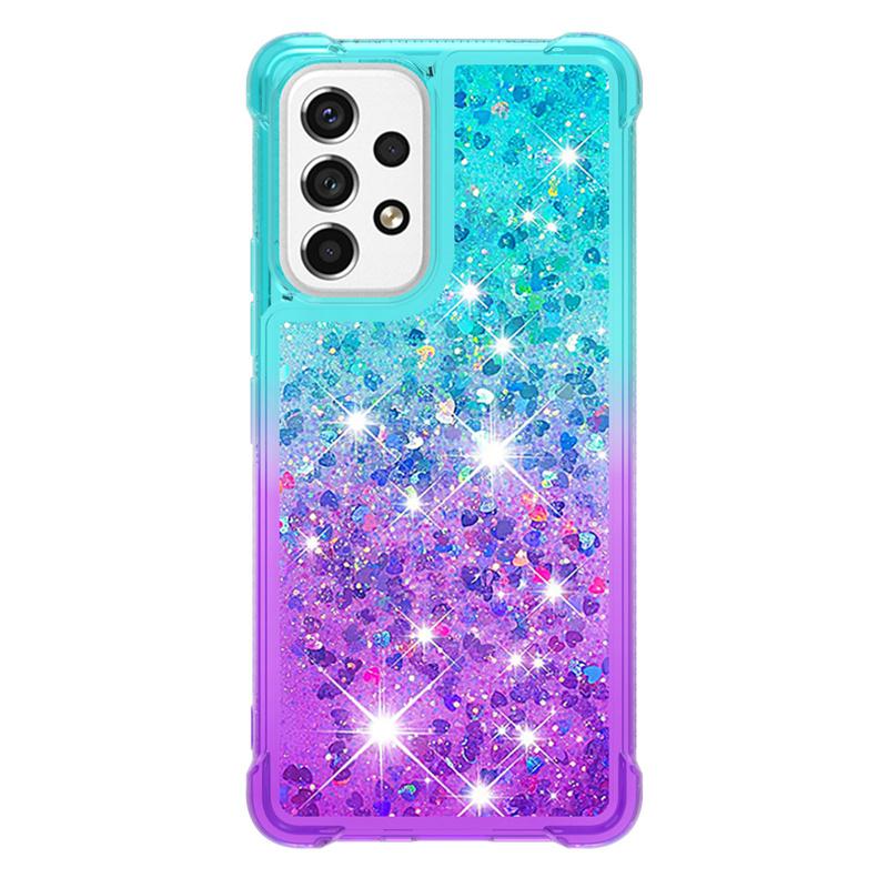Glitter Liquid Sequins Quicksand Phone Case For Samsung Galaxy A53 A13 A23 A33 A73 5G A03s Case Cartoon Animal Shockproof Cover