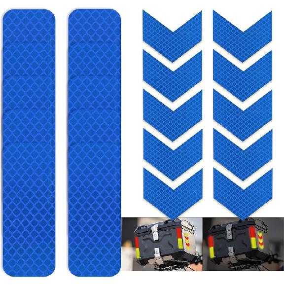 20 шт. Светоотражающие наклейки безопасности, Высоковидимые декали, Водонепроницаемые и устойчивые к погодным условиям, Суперклейкие для шлемов, Велосипедов, Прицепов, Автомобилей, Почтовых ящиков синий