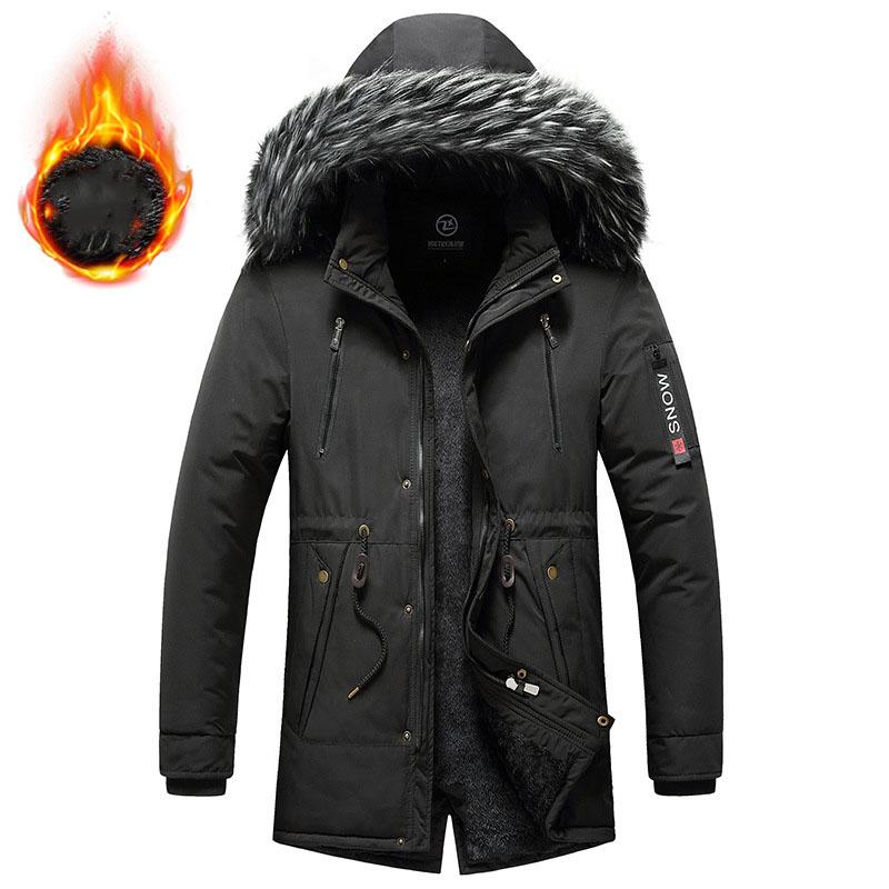 Winter Men Warm Jacket Men Cotton Windproof Casual Parkas Jacket Coat Fur Collar Outwear