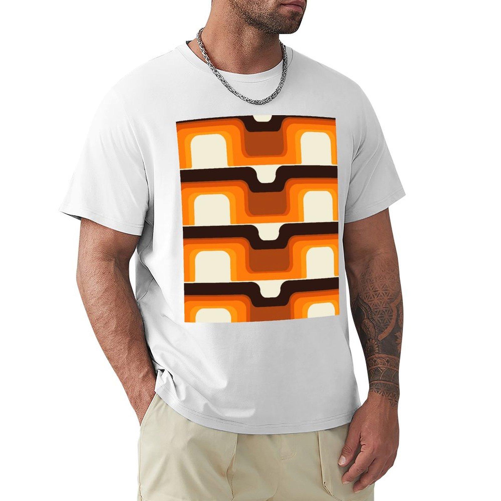 MidCentury Modern Meets 1970s Orange TShirt Funny tshirt hippie clothes animal prinfor boys kawaii clothes Mens tshirts S
