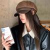 Casual Women's Beret Autumn Winter Painter Hat Fashion Pu Leather Beret  Girl