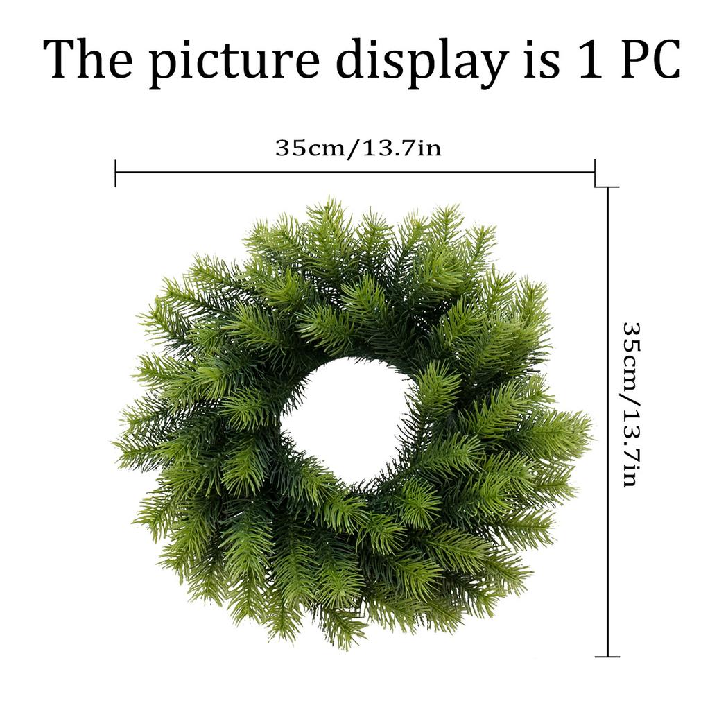 Christmas Wreath Door Hanging Realistic Pine Artificial Greenery Decor with Soft Rubber Berries Foam Holiday Window Garland