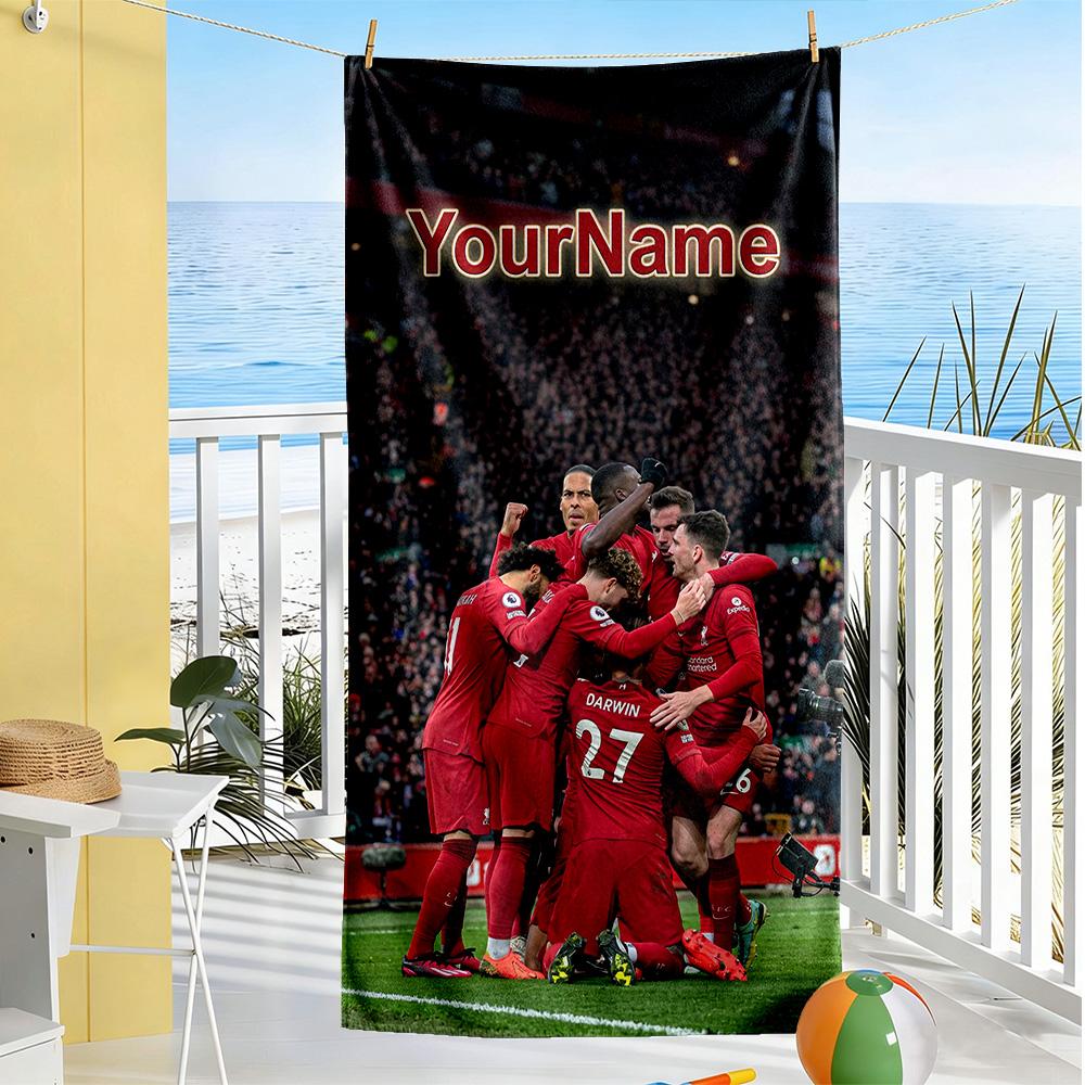 Liverpool Customized Name Beach Towel Super Soft Microfiber Quickdry Fabric Perfect for Traveling Yoga Camping and Swimming