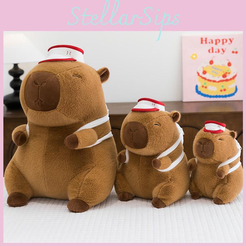 Capybara Backpack Hat Cartoon Plush Toy Room Decoration Children Sleeping Doll