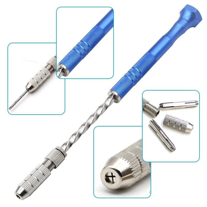 11pcs/set Blue Extended Semi-automatic 0.5-3mm Hand Twist Drill Amber Plastic Circuit Board Drilling Tool Twist Drill Set