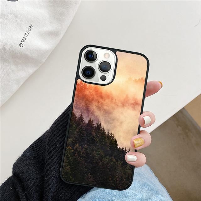 Mountain Pine Tree Forest Mountain Peak Mist Phone Case For iPhone 17 Air 15 16 Pro Max 14 13 12 11 Pro Max Plus