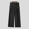 INCERUN Men's Avant Garde High Waist Front Cross Wide Leg Pants Long Trousers