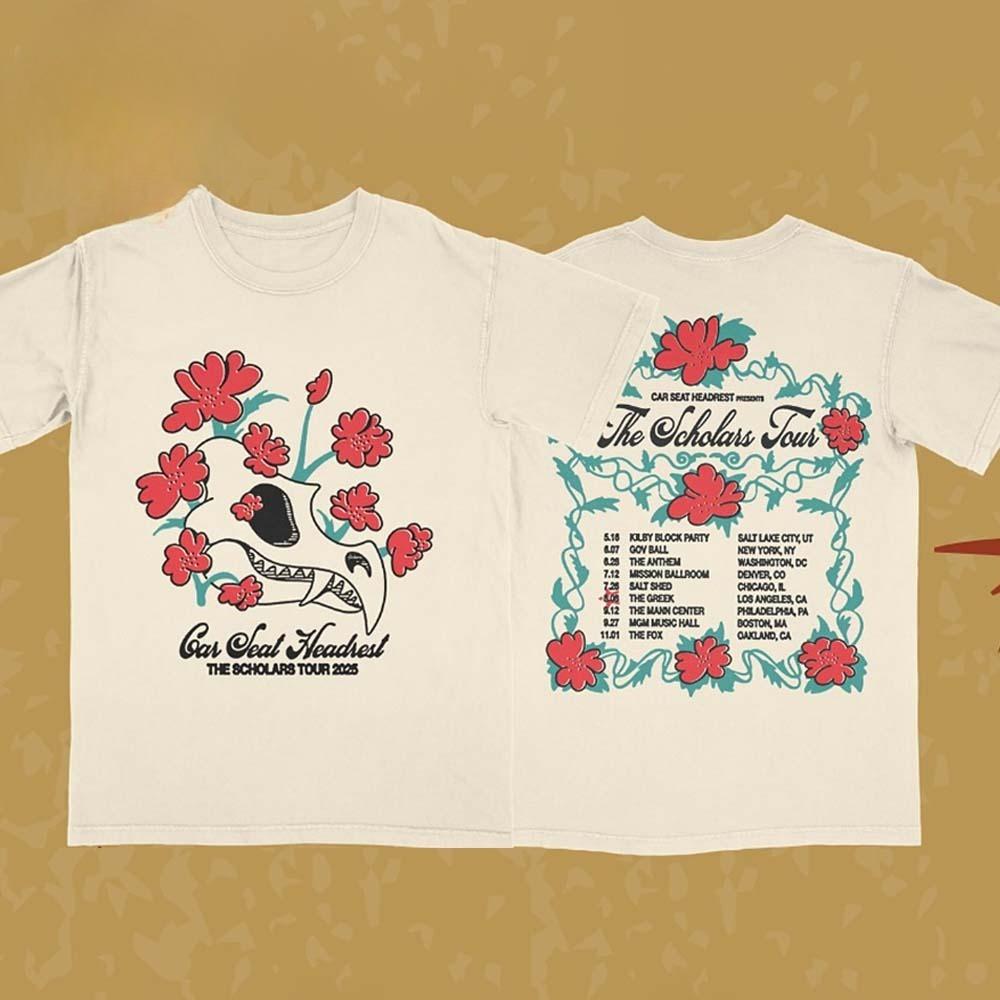 Подушка для подголовника автомобильного сиденья Boston 2025 Эксклюзивная футболка в MGM Music Hall 27 сентября The Scholars Tour 2025 Футболка с принтом «Череп динозавра» S