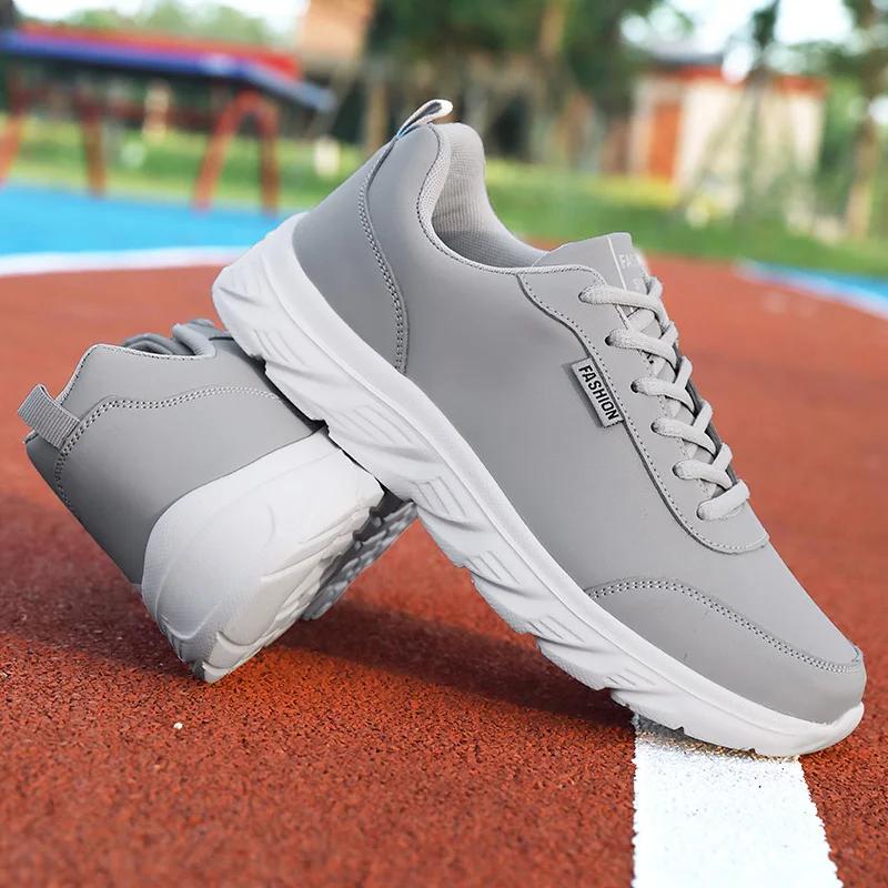 BKQUMen Running Shoes Waterproof Leather Sneakers Outdoor Sport Shoes Men Lightweight Walking Shoes