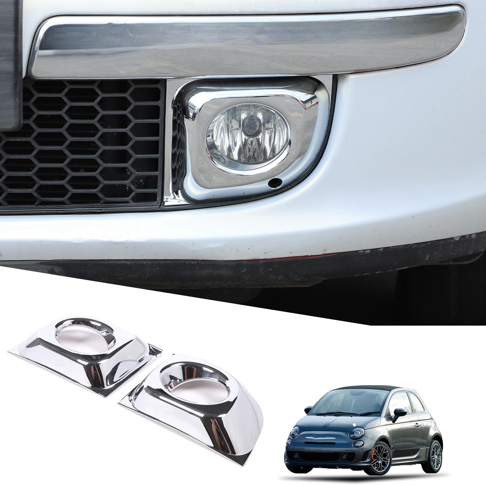 

Комплект из 2 серебристых АБС-накладок на противотуманные фары для Fiat 500, накладка на противотуманную фару, отделка противотуманной фары, передняя противотуманная фара, экстерьер автомобиля, автомобильные аксессуары (2011-2015), Обложки,