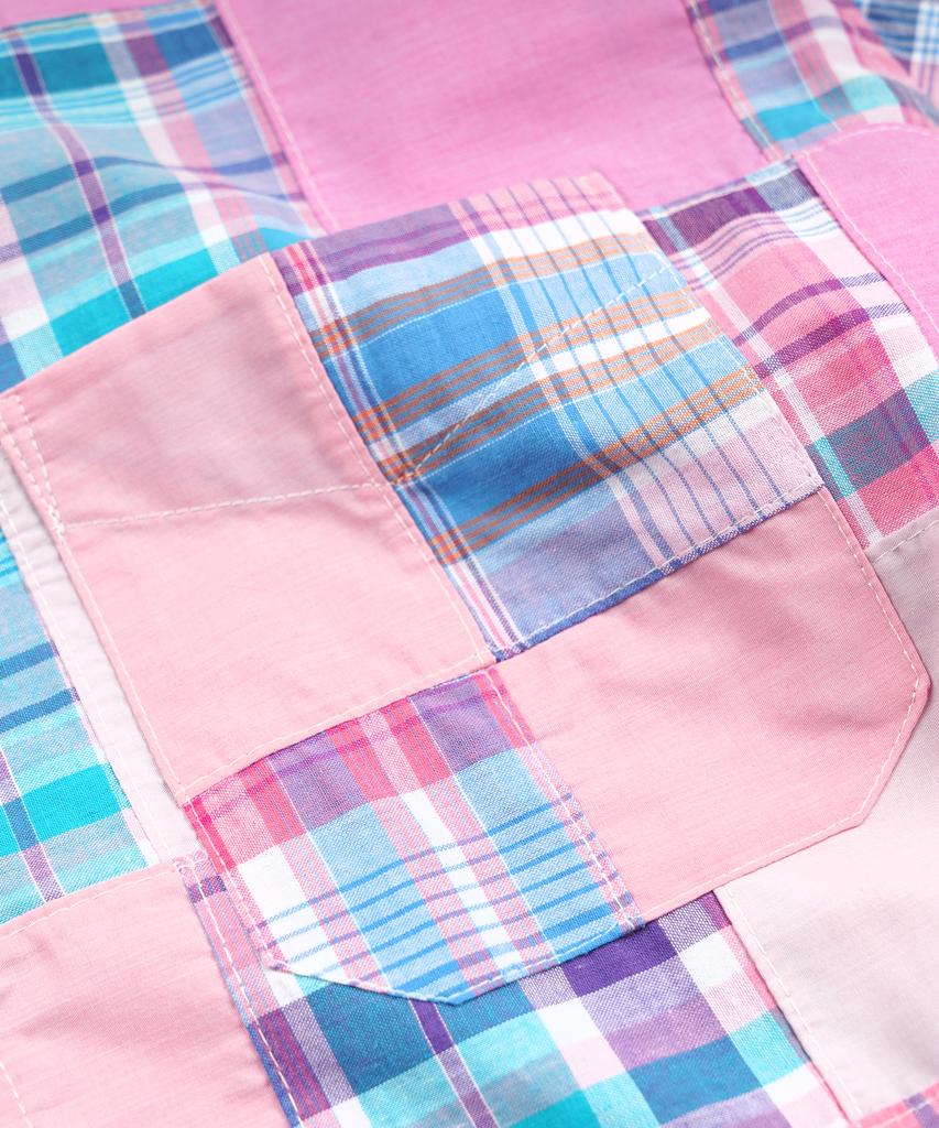 FRIZMWORKS Madras Patchwork Relaxed Shirt _ Pink