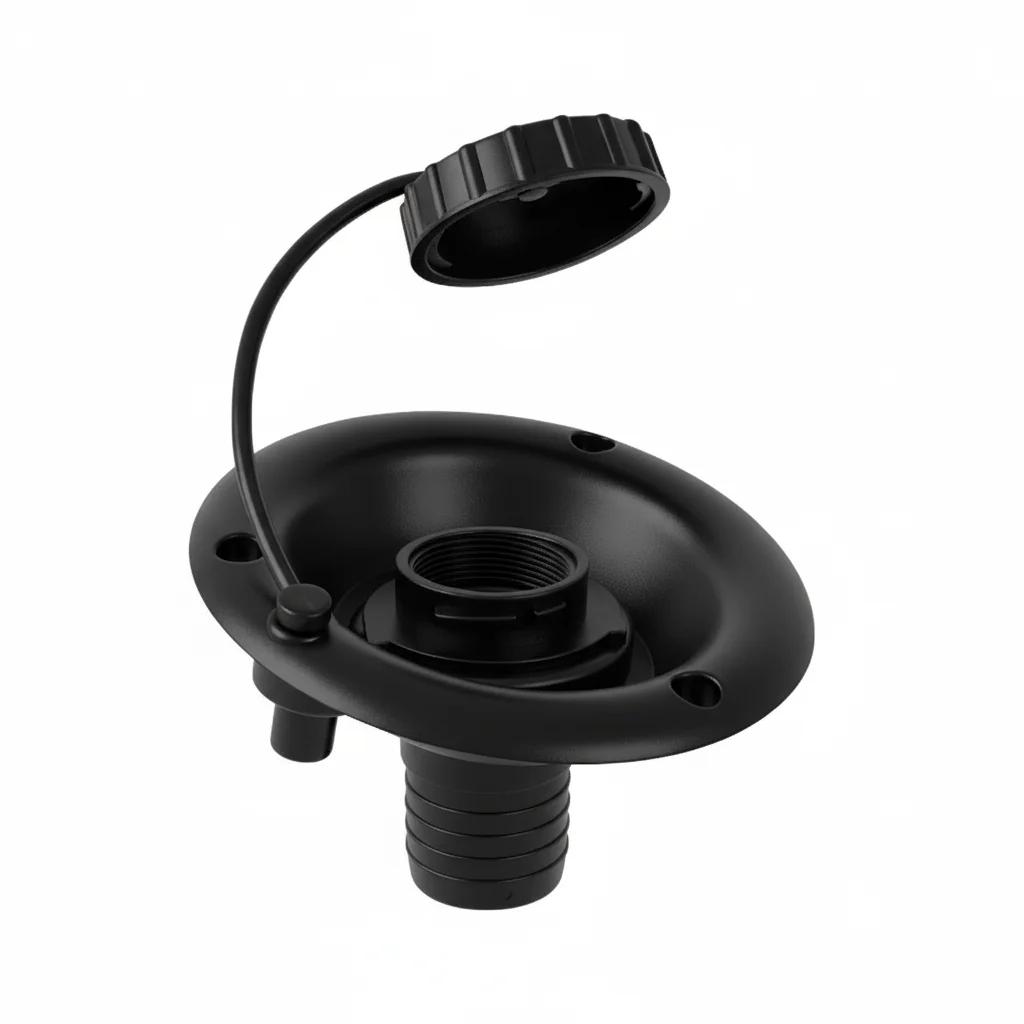 RV Gravity Water Inlet For Fresh Tank PP Material With Vent Hole Water Inlet For 30-35mm Hose Connector With Protective Cover