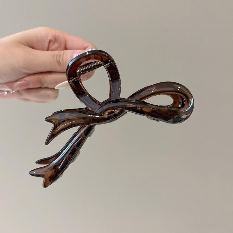 AWAYTR Retro Brown Bow Tie Hair Claws Acrylic Hair Clips Crab For Women Girl Gift Hair Accessories Valentine Headwear