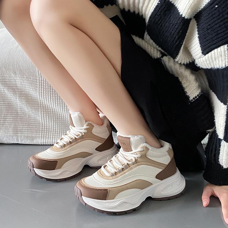 Dad Shoes Women Winter Velvet Warm High Top Is Student Leisure Sports Cotton Shoes Women